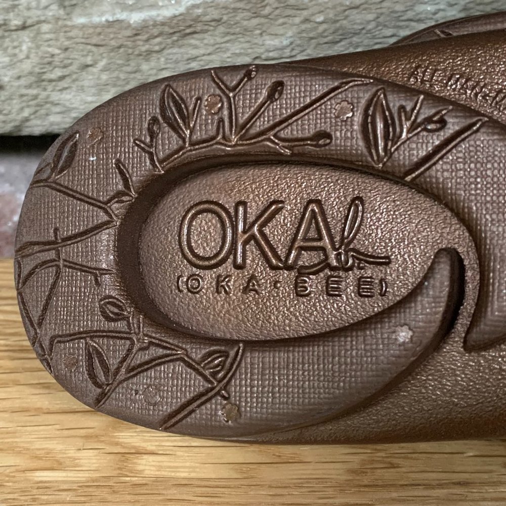 Oka B Okabashi Copper Sandals Slides Block Heel Vegan… Gem